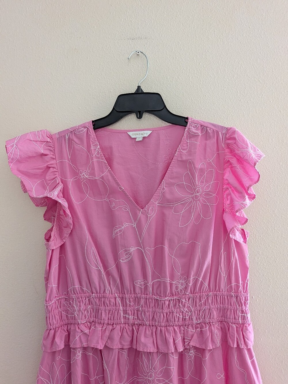Crown & ivy Pink And White Embroidery Dress In Size XL - Picture 2 of 4